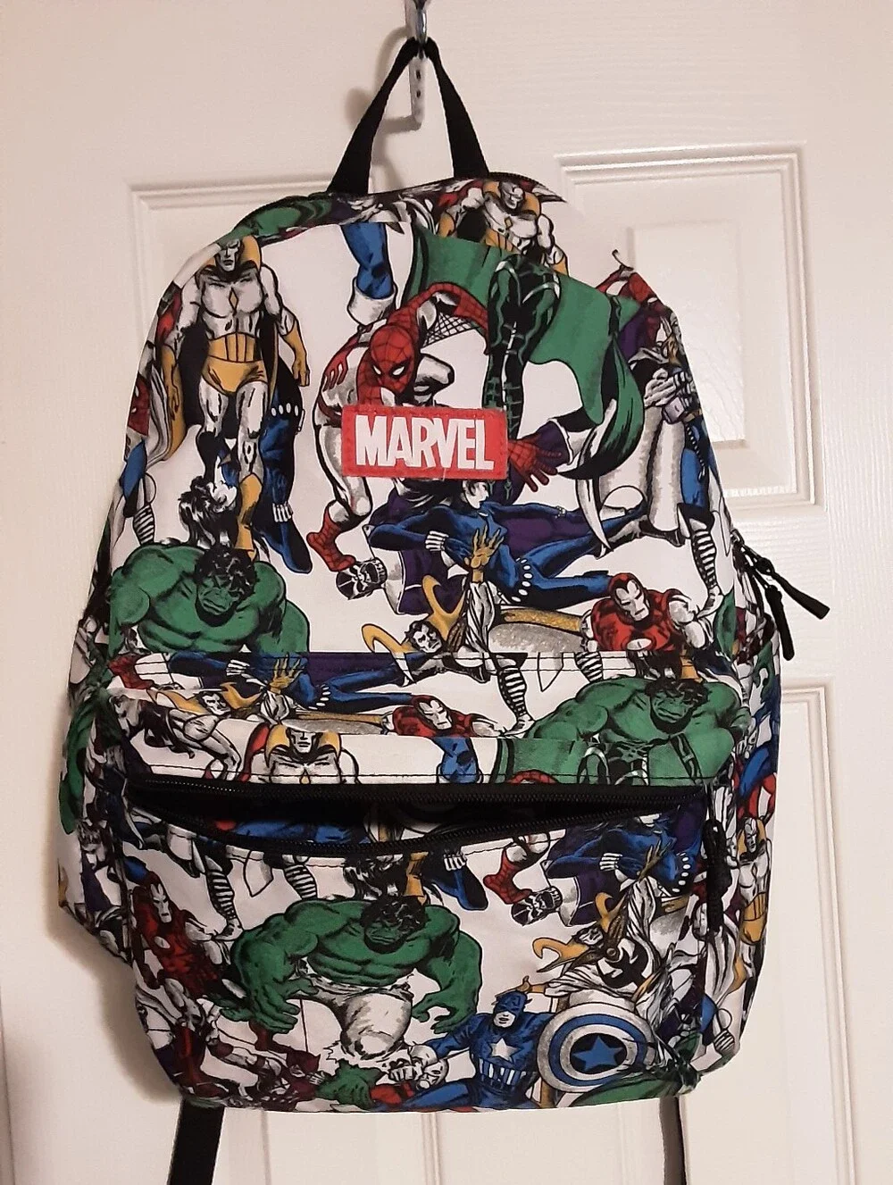 Marvel White Multi Superhero Print Backpack for Men Full Size